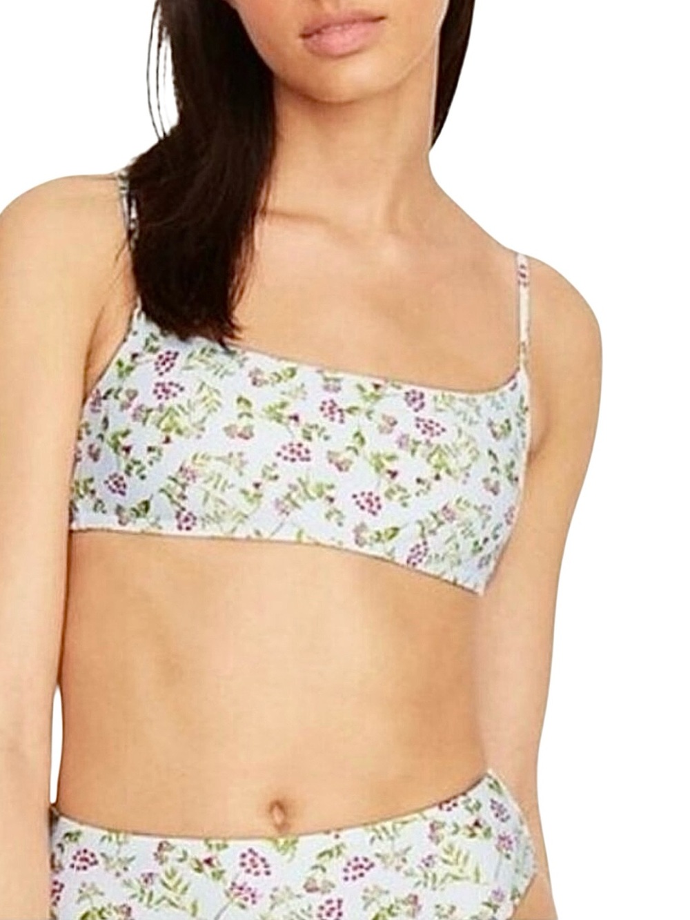 J. Crew Scoopneck Curved Waist Cheeky Bikini Cloud Meadow Floral NWT